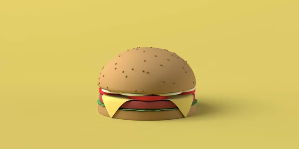 Hamburger Rajčaty Salátem Sýrem Cibulí Rozumím Ilustrace — Stock fotografie