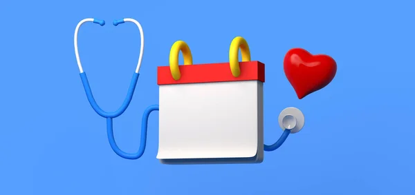 Posměch Kalendáře Stetoskopem Srdcem Lékařská Prohlídka Rozumím Ilustrace — Stock fotografie