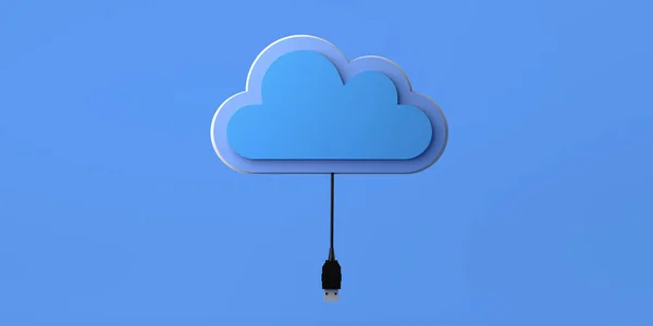 Cloud Usb Cable Copy Space Illustration — Stock Photo, Image