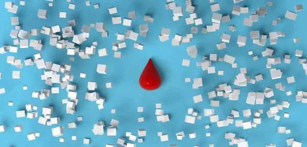Sockerkuber Och Bloddroppar Världsdiabetesdagen Uppfattat Utrymme Återgivning — Stockfoto