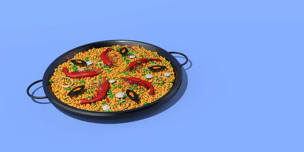 Plato Tradicional Español Paella Mariscos Copiar Espacio Ilustración — Foto de Stock