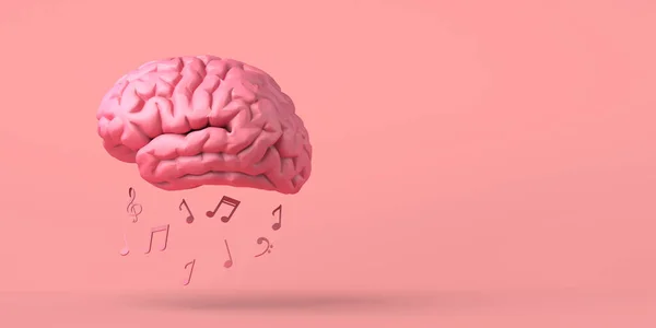 Cerebro Con Notas Musicales Creatividad Copiar Espacio Ilustración —  Fotos de Stock