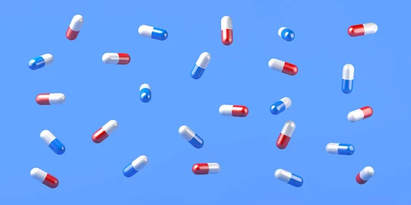Yüzen Tabletler Kapsüller Sağlık Hizmeti Konsepti Uzayı Kopyala Illüstrasyon — Stok fotoğraf