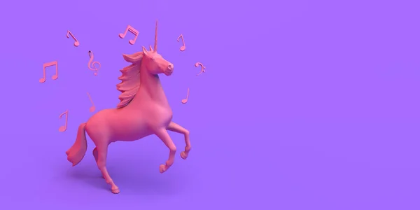 Equitazione Unicorno Con Note Musicali Fantasia Ricevuto Illustrazione — Foto Stock