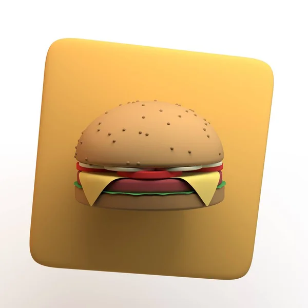 Pictograma Fast Food Hamburger Izolat Fundal Alb App Ilustrație — Fotografie, imagine de stoc