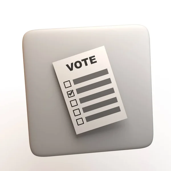 Election Icon Ballot Paper Isolated White Background App Illustration — Stock Photo, Image