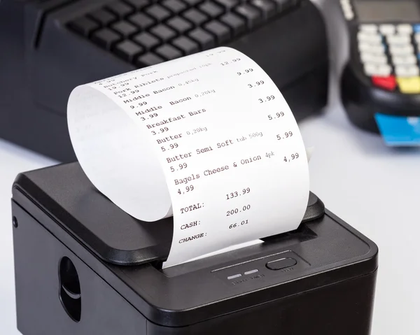 Receipt Printer with paper shopping bill. — Stock Photo, Image