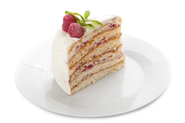 Κομμάτι του κέικ σε ένα πιάτο. — Φωτογραφία Αρχείου