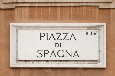 Piazza di Spagna sokak işareti Roma, İtalya