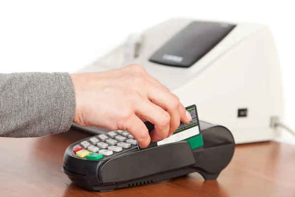 Holding Credit Card in Cash Register