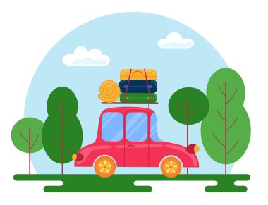 Kırmızı arabayla yolculuk.