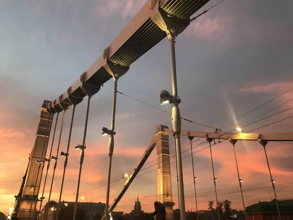 Moskou Krymsbrug Zonsondergang — Stockfoto