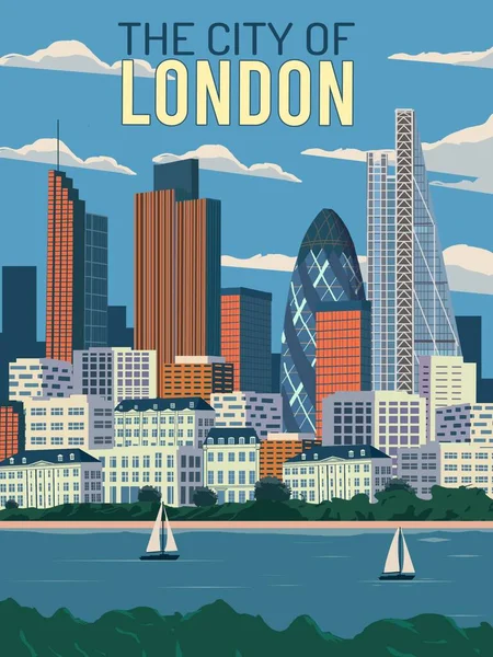 Londra Regno Unito Skyline Tamigi Fiume Illustrazione Migliore Poster Viaggio — Foto Stock