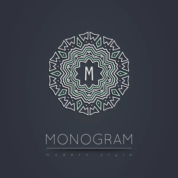 Elegante monogramma lineare astratto, logo modello di design . — Vettoriale Stock