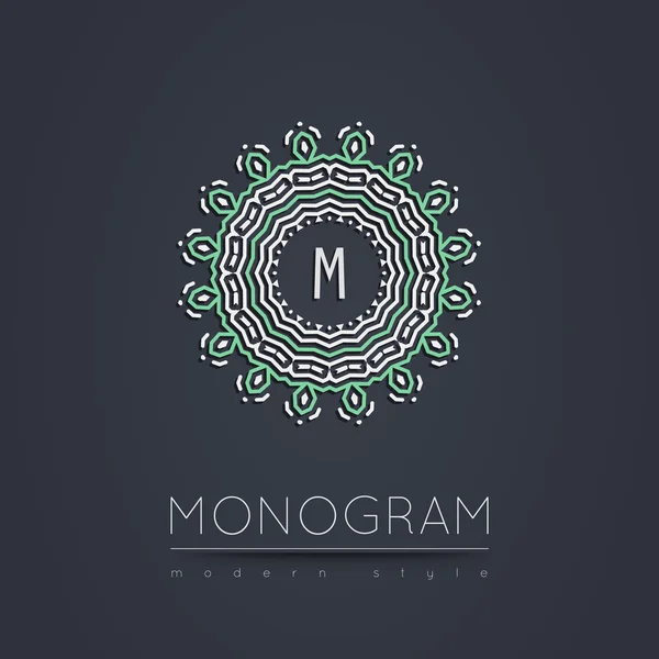 Elegante monogramma lineare astratto, logo modello di design . — Vettoriale Stock