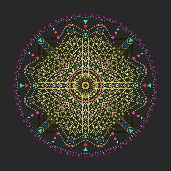 Trendy hipster renkli daire, parlak felsefi sembolü, bir dini olan dairesel elemanları,