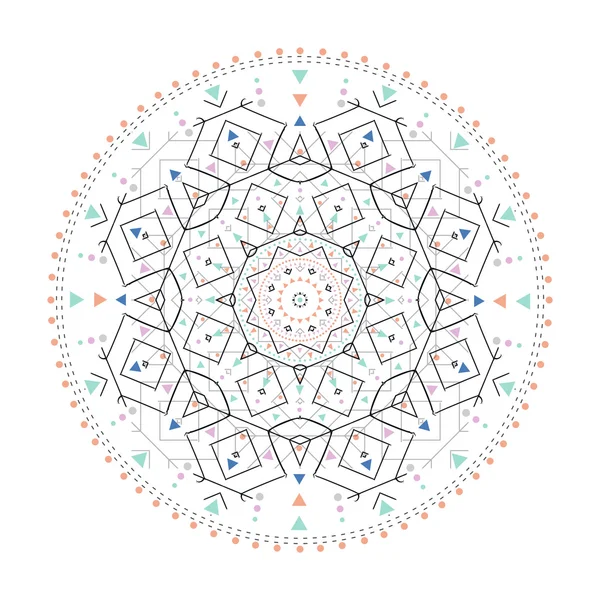 Trendy hipster renkli daire, parlak felsefi sembolü, bir dini olan dairesel elemanları,