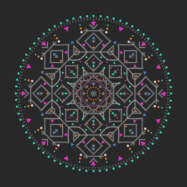 Trendy hipster renkli daire, parlak felsefi sembolü, bir dini olan dairesel elemanları,