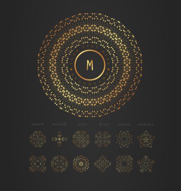 Royal şık doğrusal soyut monogram, vektör şablonu.