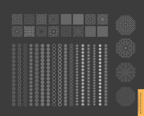 Большой набор минимальных геометрических монохромных фигур
.