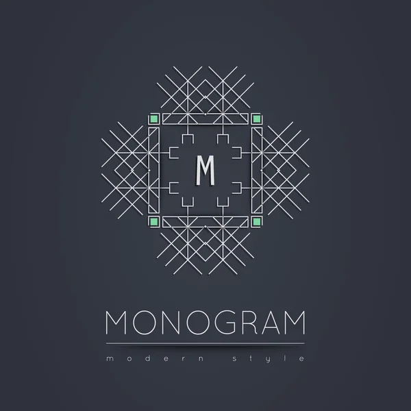 Elegante lineare abstrakte Monogramm, Logo-Design-Vorlage. lizenzfreie Stockvektoren