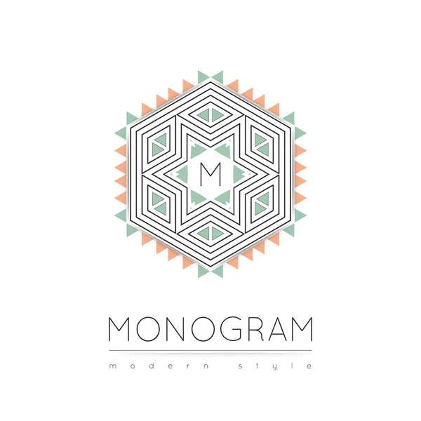 Elegante lineare abstrakte Monogramm, Logo-Design-Vorlage. — Stockvektor
