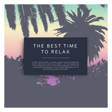 Palmiye ağacı poster ve Yazdır, tropikal arka plan.