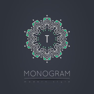 Zarif doğrusal soyut monogram, logo tasarım şablonu.