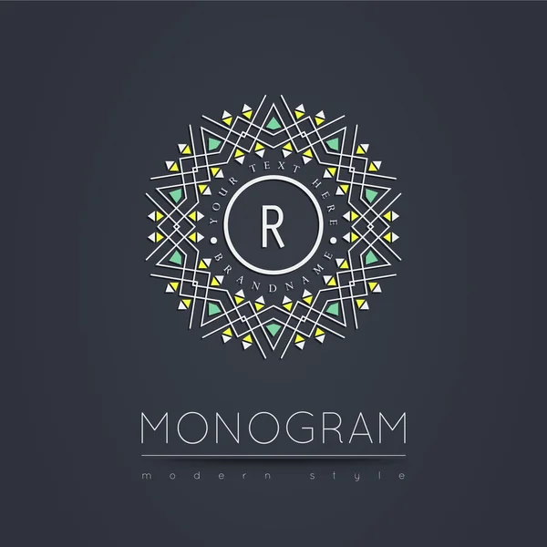 Elegante monogramma lineare astratto, logo modello di design . — Vettoriale Stock