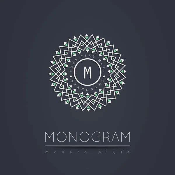 Elegante monogramma lineare astratto, logo modello di design . — Vettoriale Stock