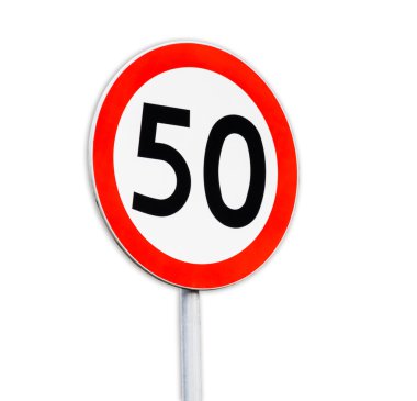 işareti 50 beyaz arka plan üzerinde hız