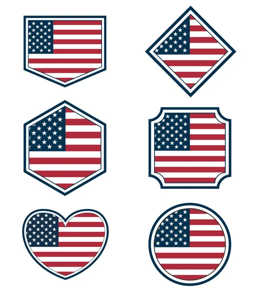 Set van Amerikaanse vlaggen en hearts3 — Stockvector