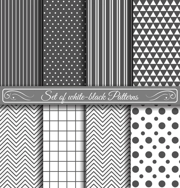 Set of black white Pattern — Stock Vector