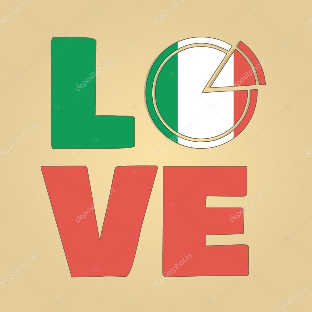 I love Italy, pizza icon. Ideal for print poster, card, shirt, mug.