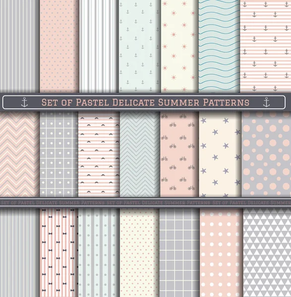 Big Set of Pastel Summer Pattern — Stock Vector