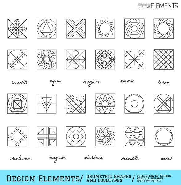 Set di forme e loghi geometrici hipster 65488117 — Vettoriale Stock
