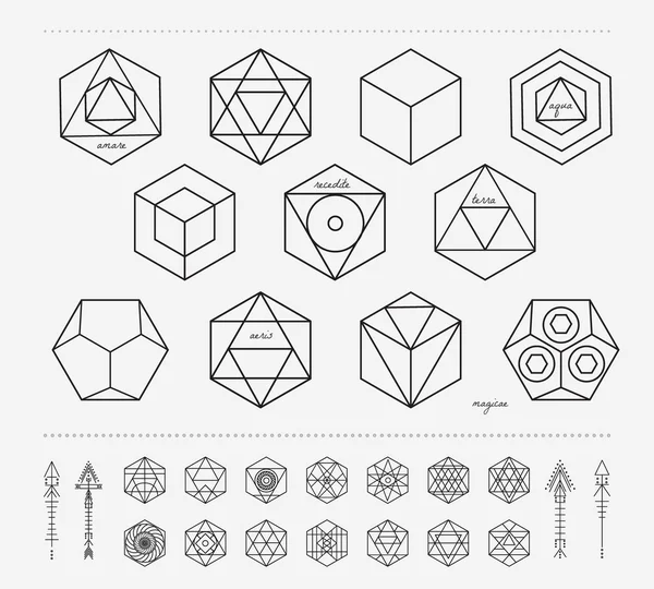 Set di forme geometriche hipster e frecce4f77 — Vettoriale Stock