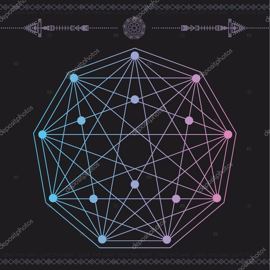 Polygonal triangles, hipster cosmic logo, space icon