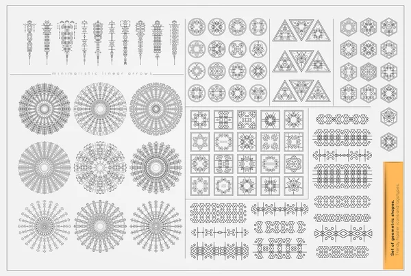 Набор минимальных геометрических монохромных фигур . — стоковый вектор