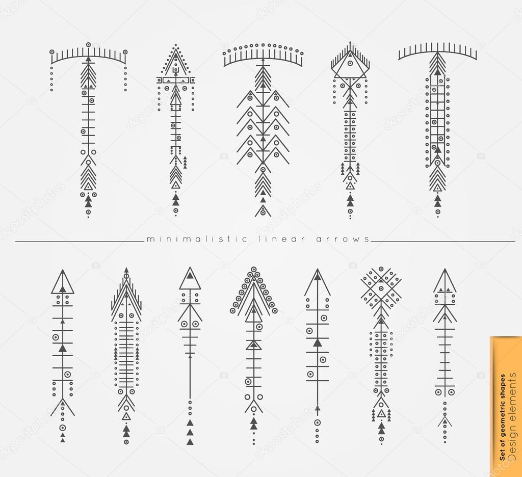 Set of cute Geometric trendy hipster arrows