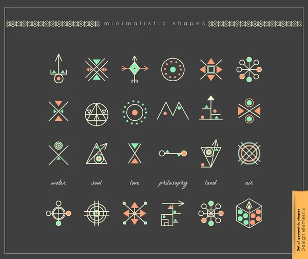 Set of minimal geometric monochrome shapes. — Stock Vector