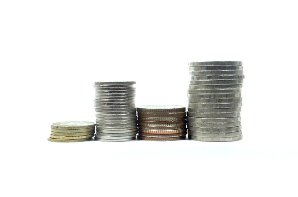 izole gümüş sikke yığını