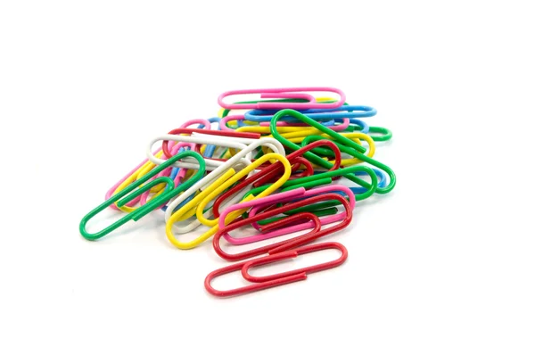 Paper clips colorful on white background Royalty Free Stock Photos