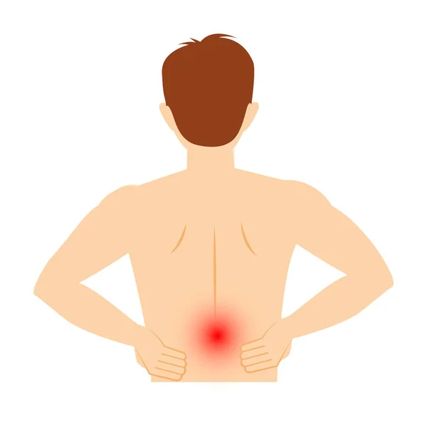 Figure Man Back Pain Vector Flat Illustration White Background — Stock Vector