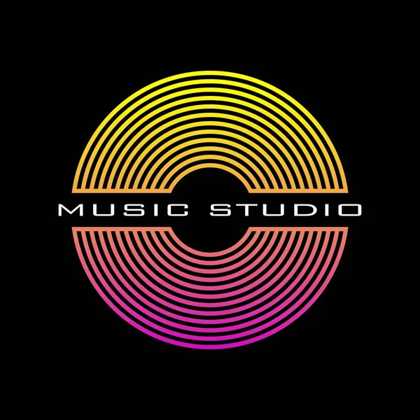 Logo hudebního disku pro nahrávací studio. Plakát s vinylovou deskou. Obálka na hudební album. Vektor. — Stockový vektor