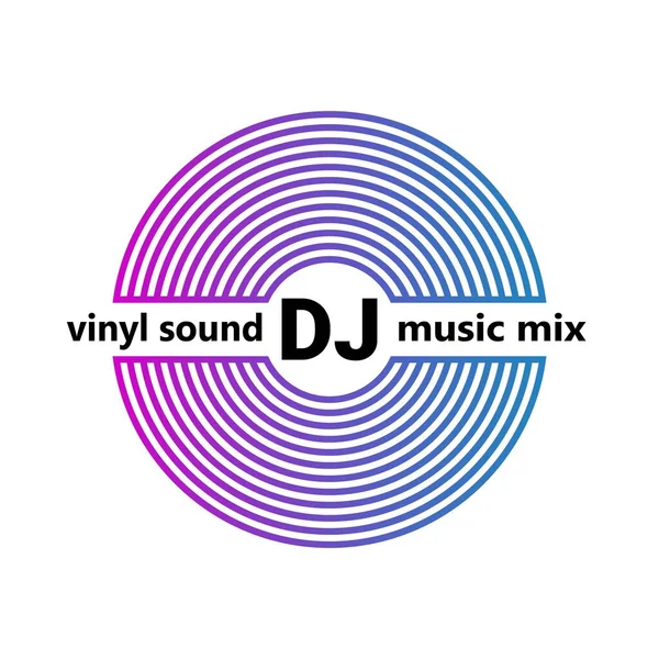 Musikaffisch med vinylskiva. Musikskivans logo. Isolerad vektor. — Stock vektor
