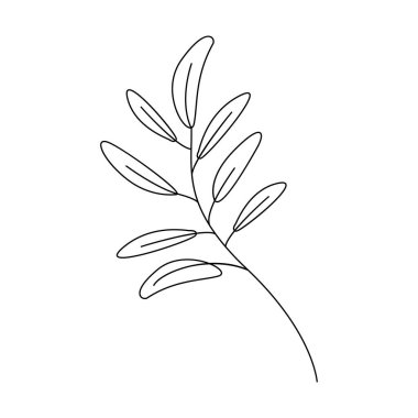 Kağıt ana hatlı siluet. El boğması tarzında bir bitkinin soyut çizimi.