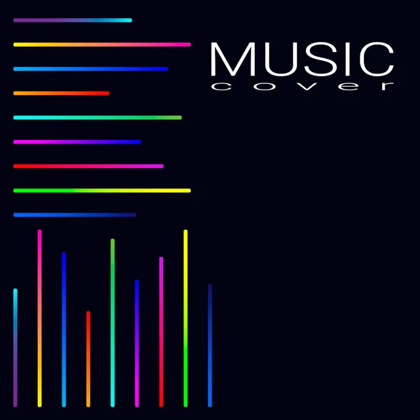 Cover-Vorlage für Musik. Rainbow Tech Linien, Neon Equalizer Linien. — Stockvektor