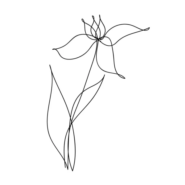 Una flor simple dibujada con una línea. Ilustración abstracta de una flor en un estilo simple. Ilustración de garabatos de moda. — Vector de stock