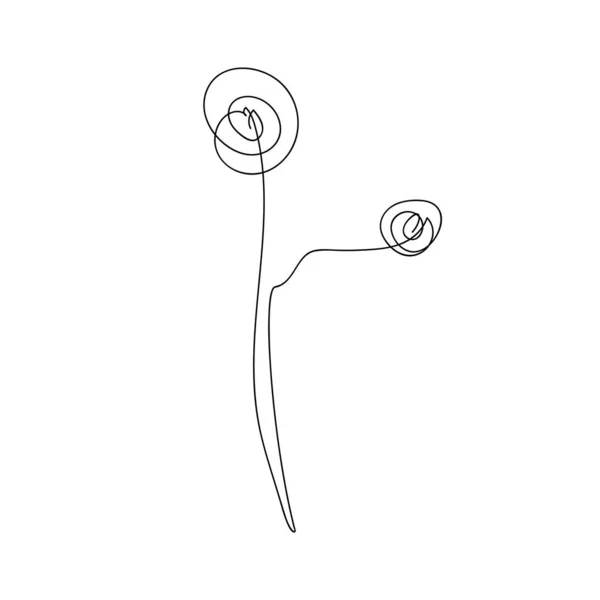 Abstrakt blomma i en linje stil. Blommande blomsterikon. Trendig doodle illustration. — Stock vektor